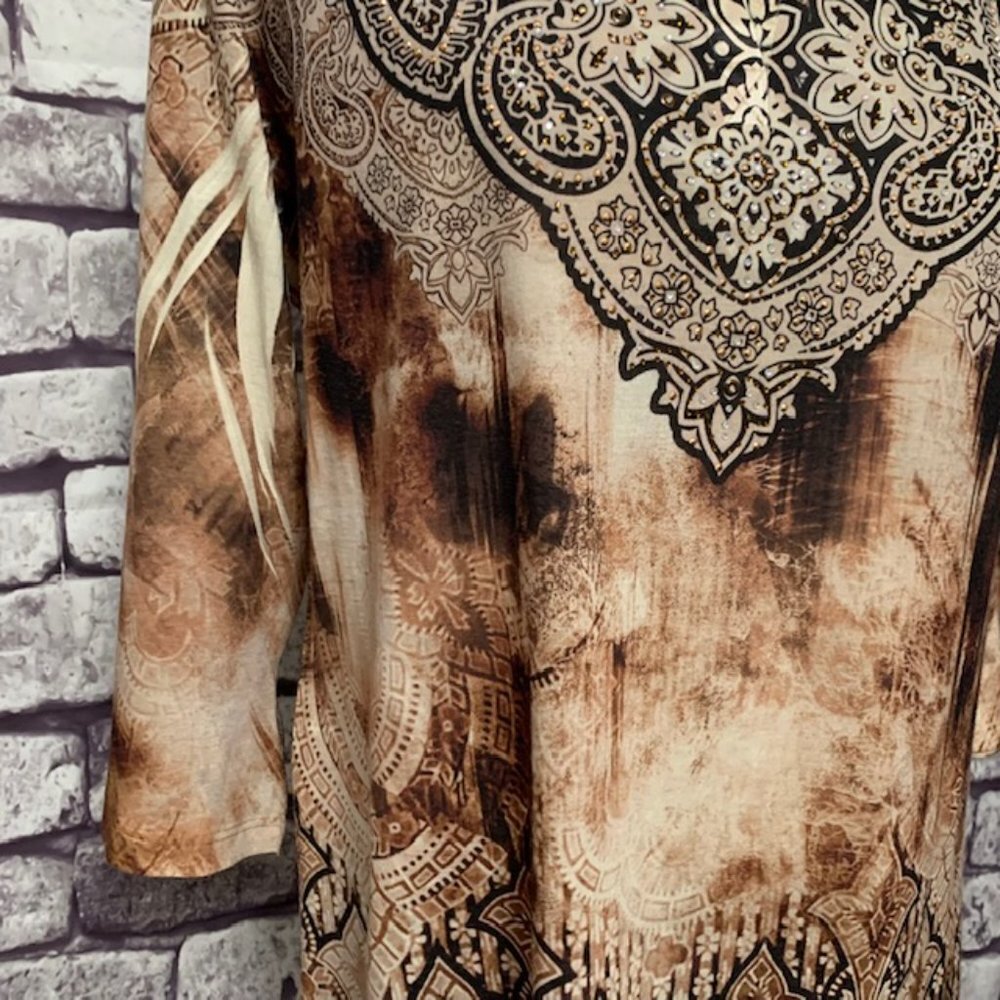 Chico's Brown & Beige Size Large Top - Picture 3 of 10